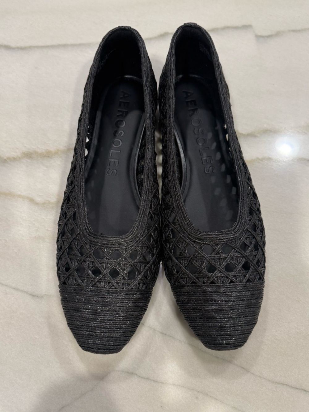 Aerosoles Ballet Flats Size 11 Black Woven Raffia